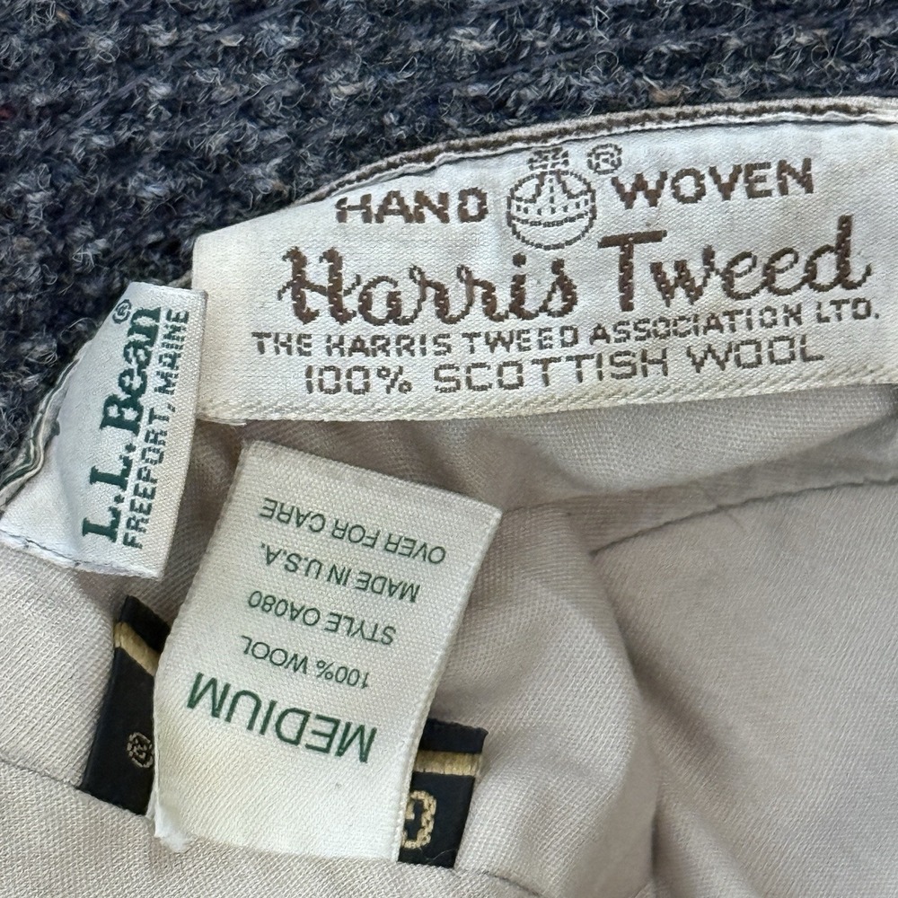 VINTAGE L L Bean Harris Tweed Hat, 100% Scottish Wool Gore-Tex Medium Grandpa - Picture 4 of 5